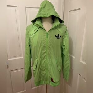 Adidas Originals Lime Green Windbreaker‎ Jacket Hoodie Men's M Trefoil 2012
